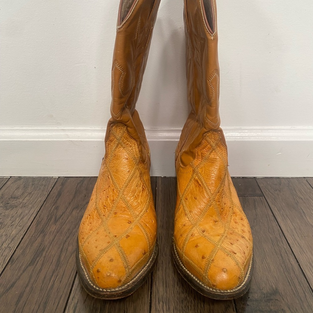 Leather Ostrich Cowgirl Boots - Picture 2 of 7